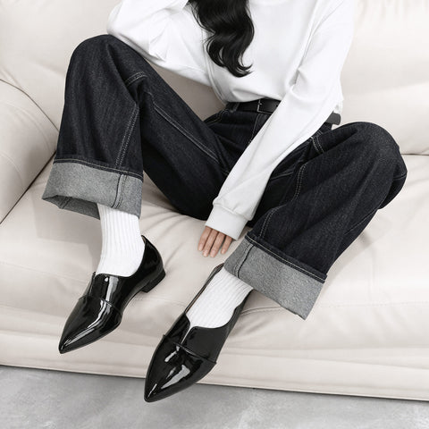 10% OFF: 2024SSBI: Pointed toe flat dress shoes (154) Black E