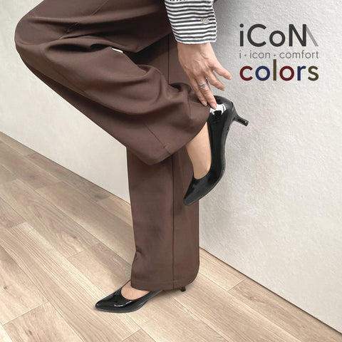 Basic Item SALE10%OFF：2024AW：iCoN COLORS：ポインテッドトゥ エナメル パンプス（C57171）ブラックE/mamian（マミアン）