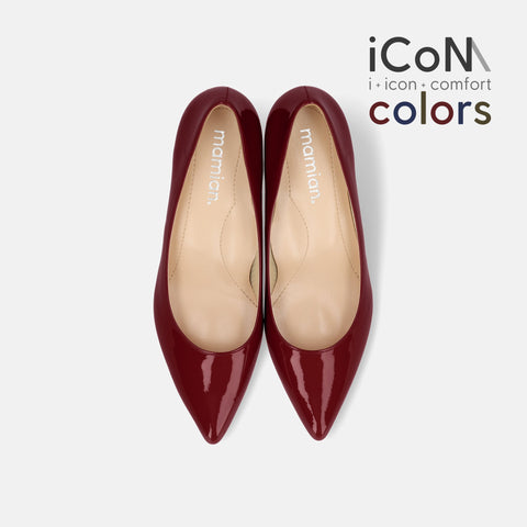 Basic Item SALE10%OFF：2024AW：iCoN COLORS：ポインテッドトゥ エナメル パンプス（C57171）ワインE/mamian（マミアン）