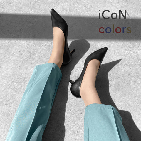 2024AW：iCoN COLORS：ポインテッドトゥ スムース パンプス（C57173）ブラック/mamian（マミアン）