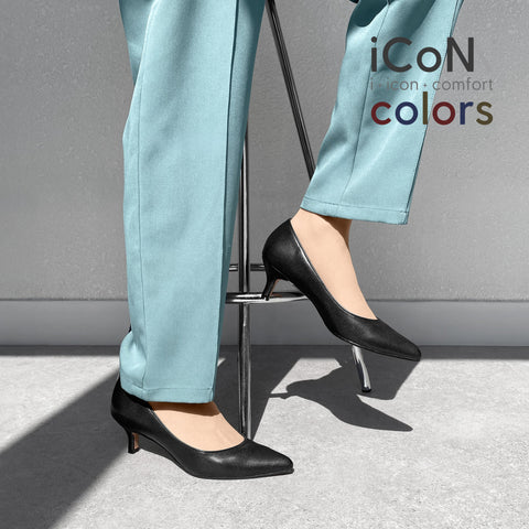 2024AW：iCoN COLORS：ポインテッドトゥ スムース パンプス（C57173）ブラック/mamian（マミアン）