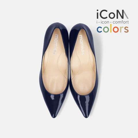 15%OFF：2025SS：iCoN COLORS：ポインテッドトゥ エナメル パンプス（C76531）クラシックネイビー/mamian（マミアン）