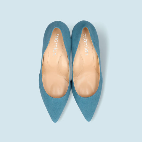 30%OFF：iCoN COLORS：ポインテッドトゥ スエード パンプス（C76532）SブルーS/mamian（マミアン）