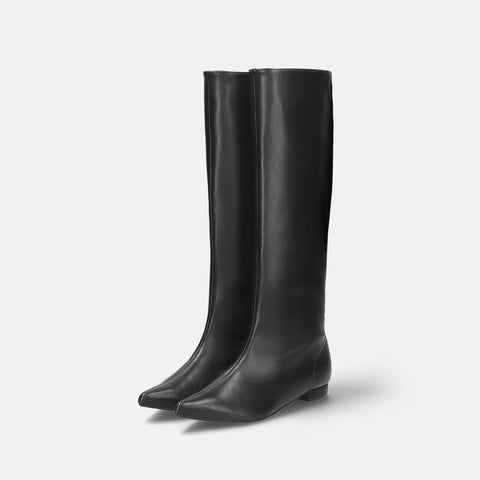 2025AW：ワイドシャフト フラット ロングブーツ（m17059）ブラック