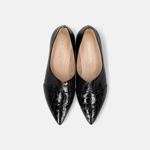 2023SSBI: Pointed Toe Flat Switching Dress Shoes (154) Black
