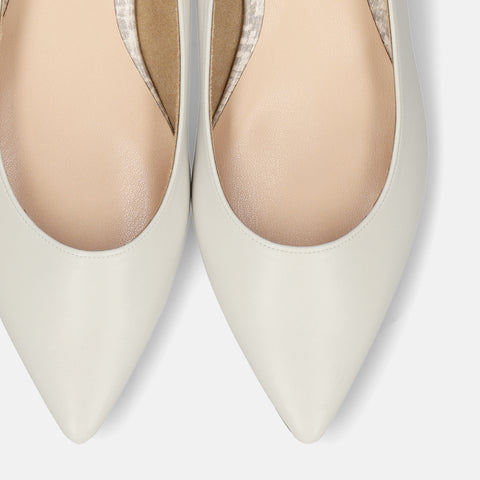 予約：2026SS：アクセントヒール フラットシューズ（4797）ホワイトグレー