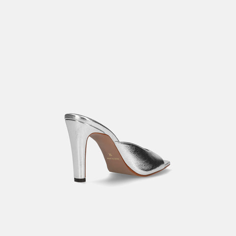 15% OFF: 2024SS: Square Toe Simple Mule (m96104) Silver