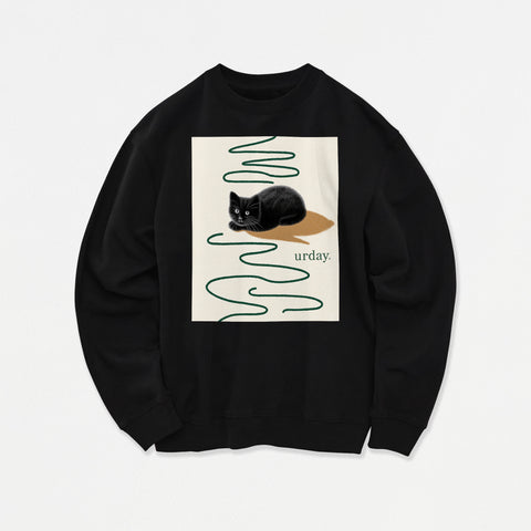 予約：urday【cat】アートワークスウェットシャツ（u-a-sw-0001-02）ブラック