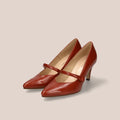 50%OFF：メリージェーン Vカットパンプス（m72004）ブリックレッド/mamian（マミアン）